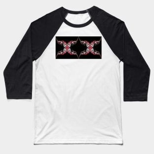 Green, red and pink abstract twisted smoke isolated on black background, formed in circles and curves Baseball T-Shirt
